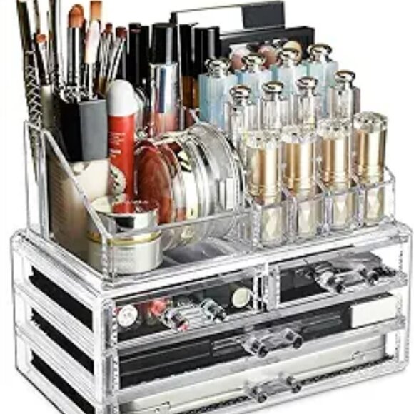 Clear acrylic makeup organizer with drawers and lipstick holder for vanity - Picture 7 of 7
